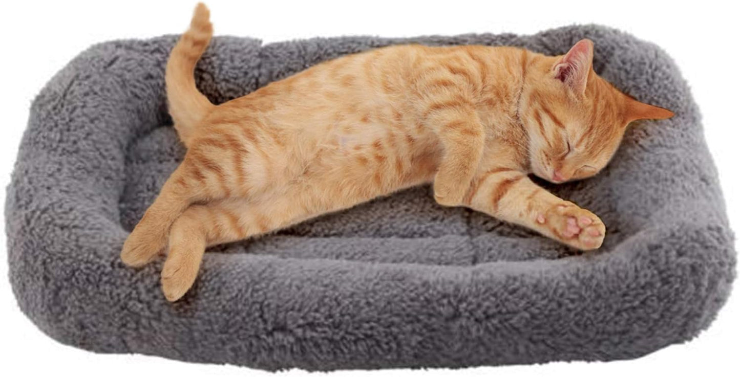 Cat & Dog Bed 10"x15" – Soft Pet Mat with Pillow, Crate/Carrier Cushion, Anti-Skid