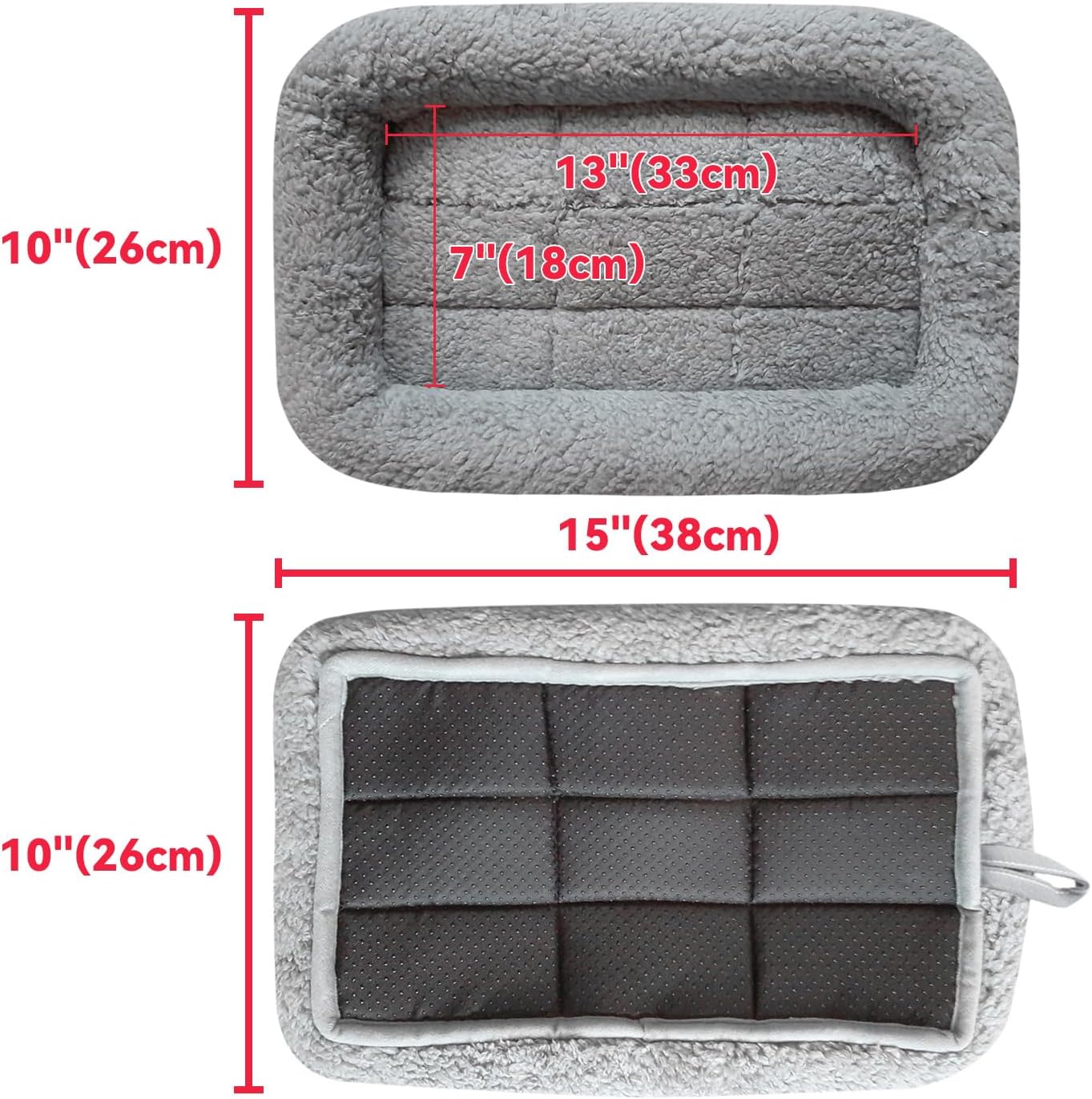 Cat & Dog Bed 10"x15" – Soft Pet Mat with Pillow, Crate/Carrier Cushion, Anti-Skid