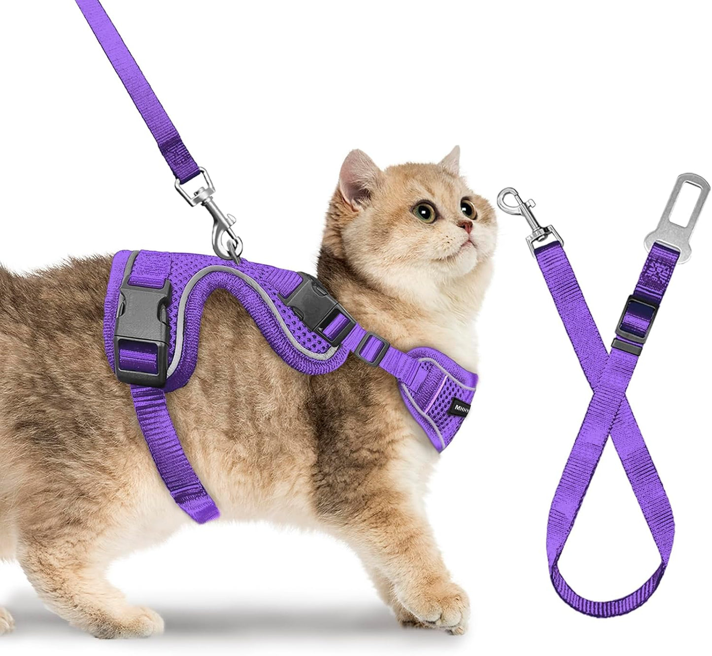 Cat Harness and Leash Set – Escape Proof, Adjustable Vest with Reflective Strips, S