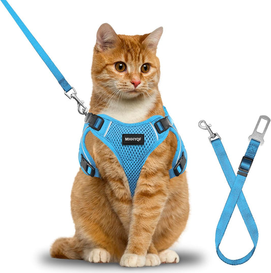 Cat Harness and Leash Set – Escape Proof, Adjustable Vest with Reflective Strips, S