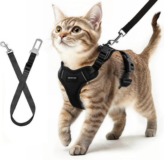 Cat Harness and Leash Set – Escape Proof, Adjustable Vest with Reflective Strips, S