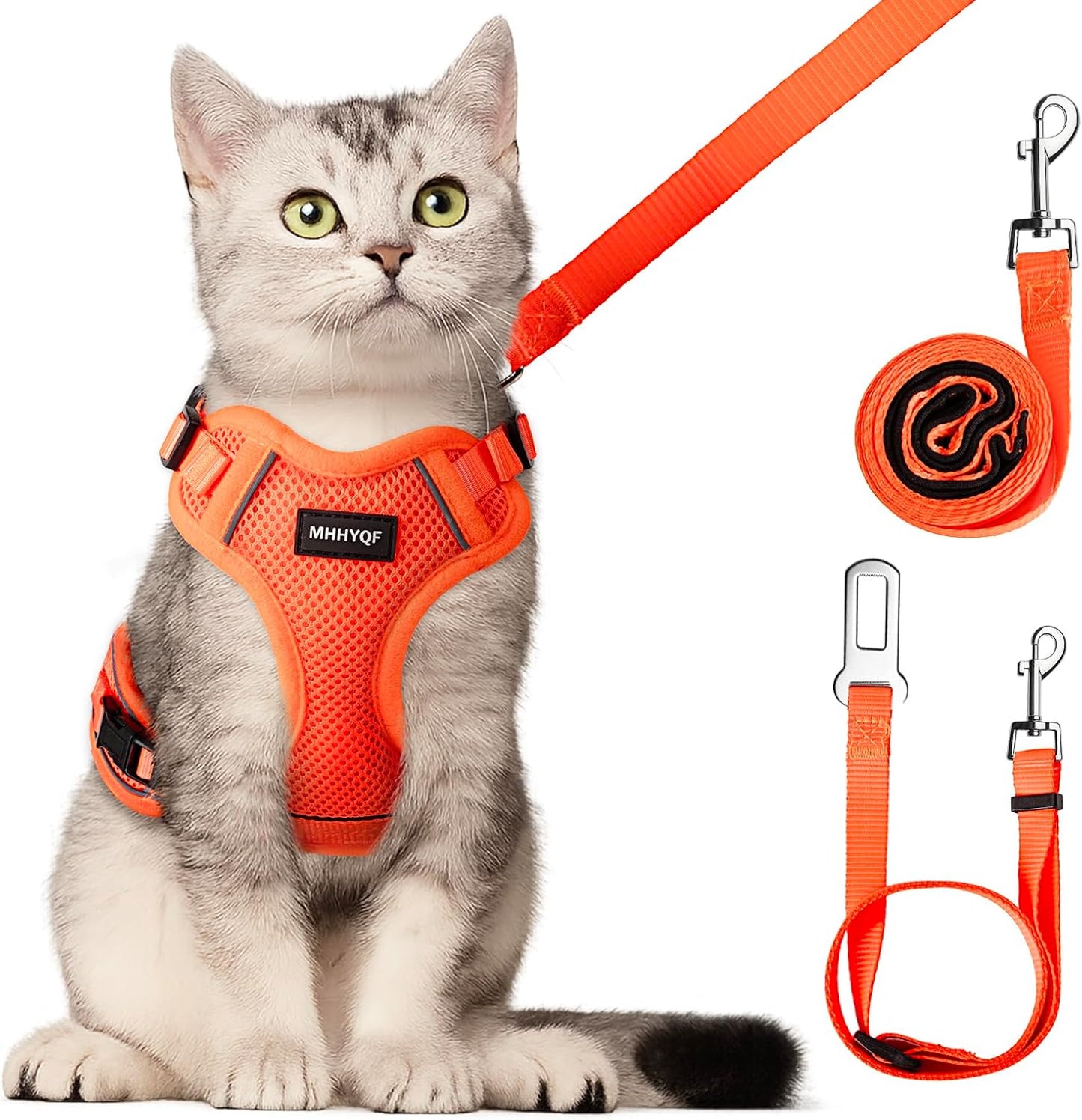 Cat Harness and Leash Set – Escape Proof, Adjustable Vest with Reflective Strips, S