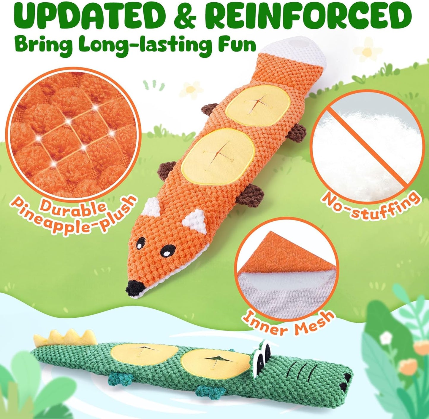 Durable Dog Chew Toys 3 Pack – Squeaky, No Stuffing, for Small & Medium Dogs