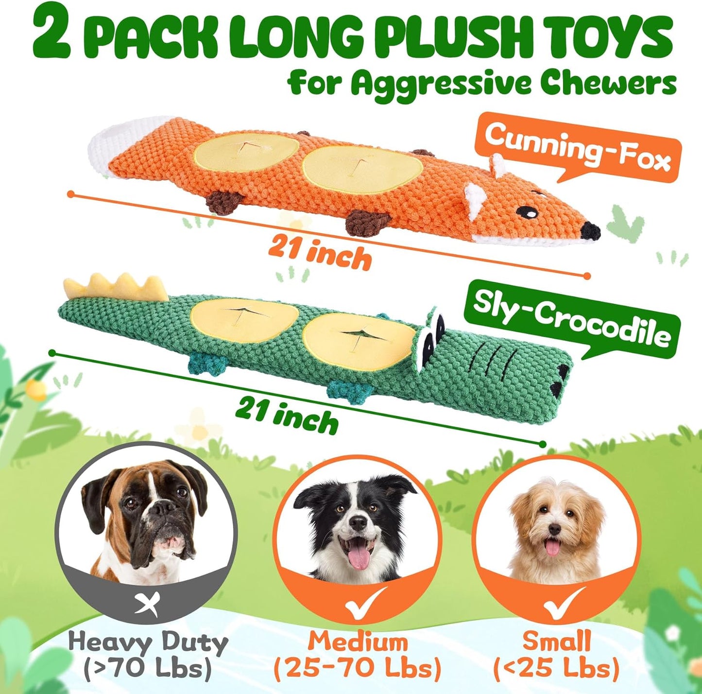 Durable Dog Chew Toys 3 Pack – Squeaky, No Stuffing, for Small & Medium Dogs